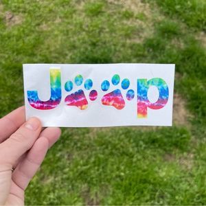 🌈 5 for $25 🌈 Tie Dye Jeep Paw Print Decal
